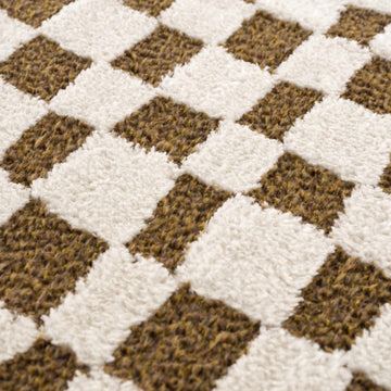 Lajos Brown Checkered Shag Rug - Clearance - Ornate Home