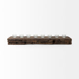 Lakara Brown Reclaimed Wood Eight Tealight Table Candle Holder - Ornate Home