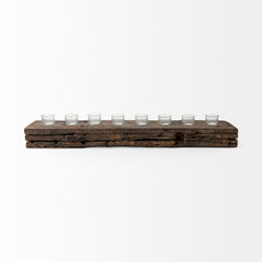 Lakara Brown Reclaimed Wood Eight Tealight Table Candle Holder