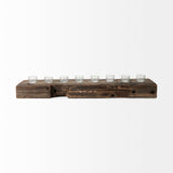 Lakara Brown Reclaimed Wood Eight Tealight Table Candle Holder - Ornate Home