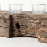 Lakara Brown Reclaimed Wood Eight Tealight Table Candle Holder - Ornate Home