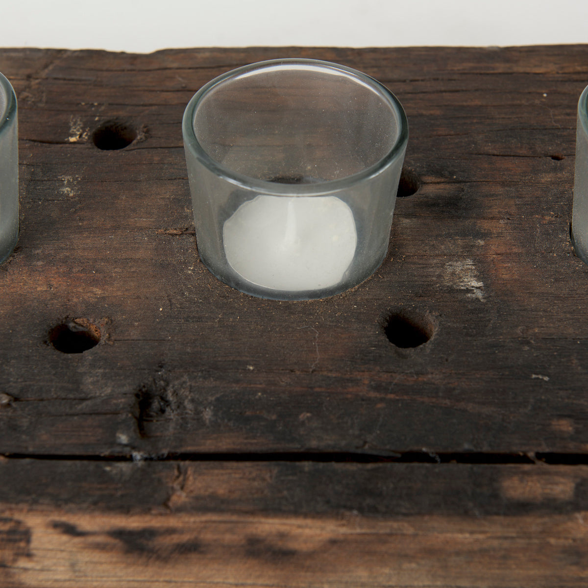 Lakara Brown Reclaimed Wood Eight Tealight Table Candle Holder - Ornate Home