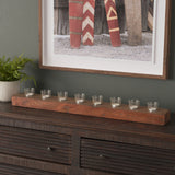 Lakara Brown Reclaimed Wood Eight Tealight Table Candle Holder - Ornate Home