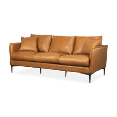 Lake Como Tan Leather Three Seater Sofa - Ornate Home