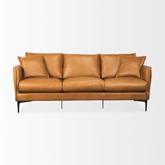 Lake Como Tan Leather Three Seater Sofa - Ornate Home