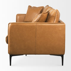 Lake Como Tan Leather Three Seater Sofa - Ornate Home
