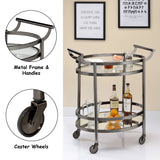 Lakelyn Black Nickel & Clear Glass Serving Cart - Ornate Home