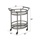 Lakelyn Black Nickel & Clear Glass Serving Cart - Ornate Home