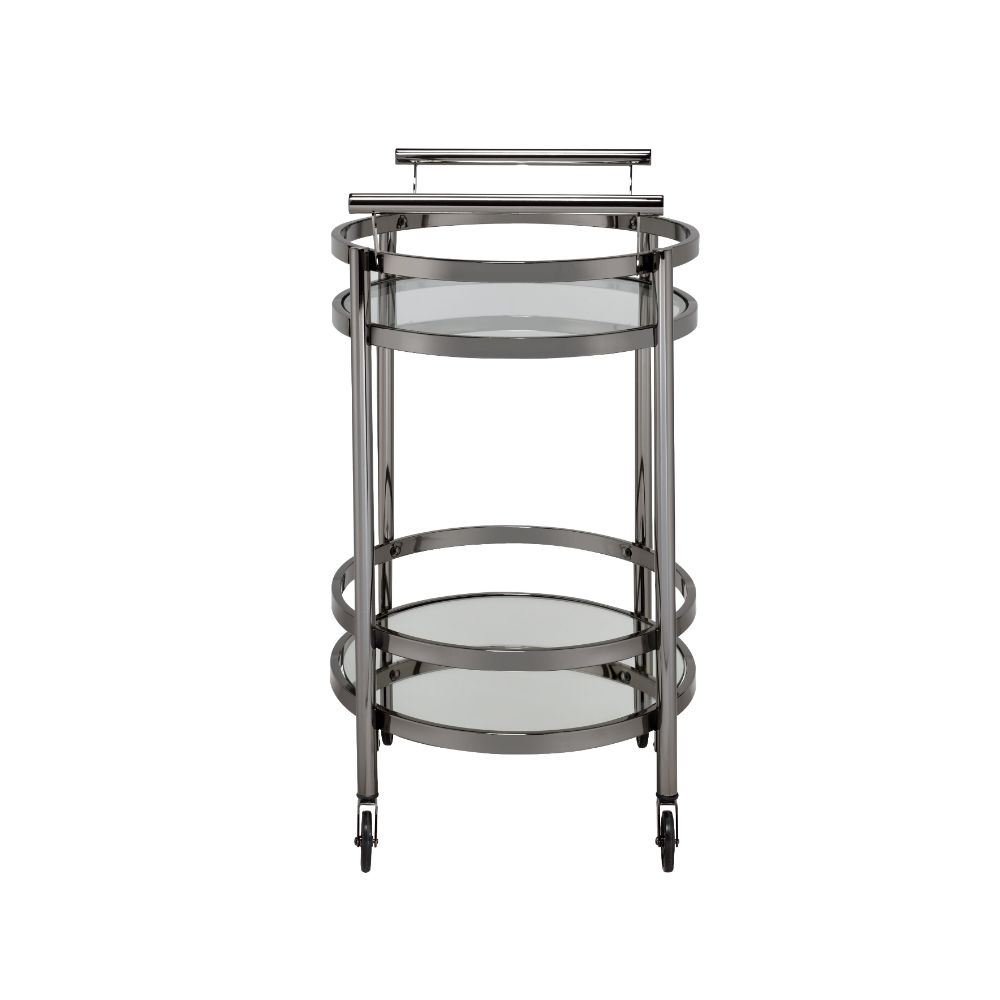 Lakelyn Black Nickel & Clear Glass Serving Cart - Ornate Home