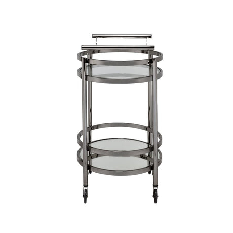 Lakelyn Black Nickel & Clear Glass Serving Cart - Ornate Home