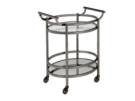 Lakelyn Black Nickel & Clear Glass Serving Cart - Ornate Home
