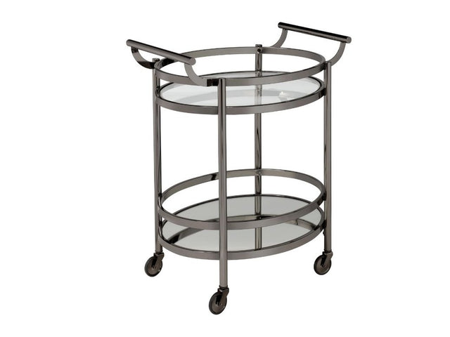 Lakelyn Black Nickel & Clear Glass Serving Cart - Ornate Home