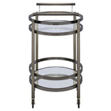 Lakelyn Brushed Bronze & Clear Glass Serving Cart - Ornate Home