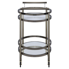 Lakelyn Brushed Bronze & Clear Glass Serving Cart - Ornate Home