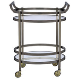 Lakelyn Brushed Bronze & Clear Glass Serving Cart - Ornate Home