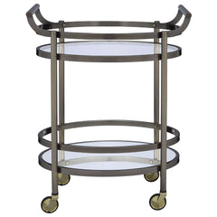 Lakelyn Brushed Bronze & Clear Glass Serving Cart - Ornate Home
