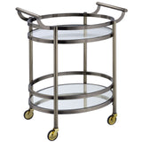 Lakelyn Brushed Bronze & Clear Glass Serving Cart - Ornate Home