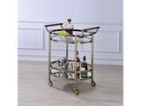 Lakelyn Brushed Bronze & Clear Glass Serving Cart - Ornate Home