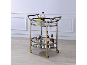 Lakelyn Brushed Bronze & Clear Glass Serving Cart - Ornate Home