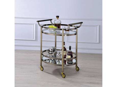 Lakelyn Brushed Bronze & Clear Glass Serving Cart - Ornate Home