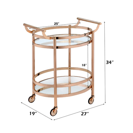 Lakelyn Rose Gold & Clear Glass Serving Cart - Ornate Home
