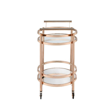 Lakelyn Rose Gold & Clear Glass Serving Cart - Ornate Home