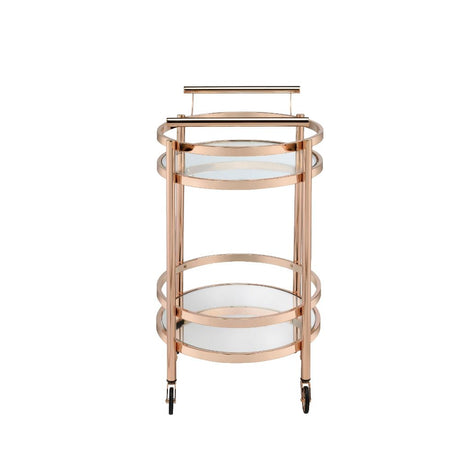 Lakelyn Rose Gold & Clear Glass Serving Cart - Ornate Home