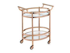 Lakelyn Rose Gold & Clear Glass Serving Cart - Ornate Home
