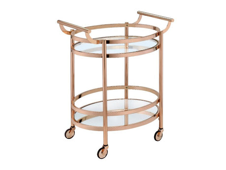 Lakelyn Rose Gold & Clear Glass Serving Cart - Ornate Home