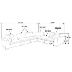 Lakeview Chocolate 6-piece Upholstered Modular Sectional - Ornate Home