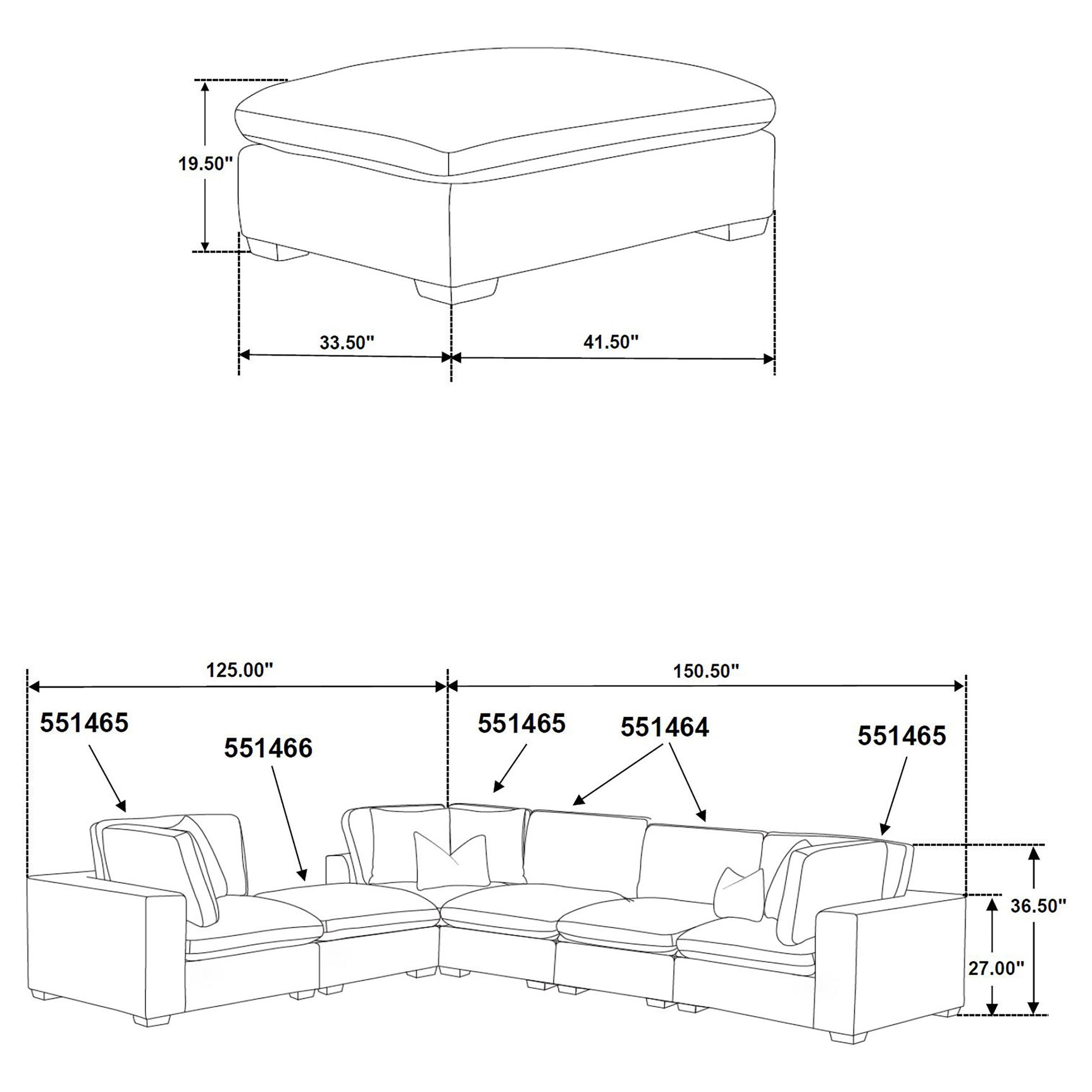 Lakeview Dark Chocolate 6-piece Modular Sectional Sofa - Ornate Home