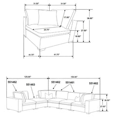 Lakeview Ivory 5-piece Modular Sectional Sofa - Ornate Home