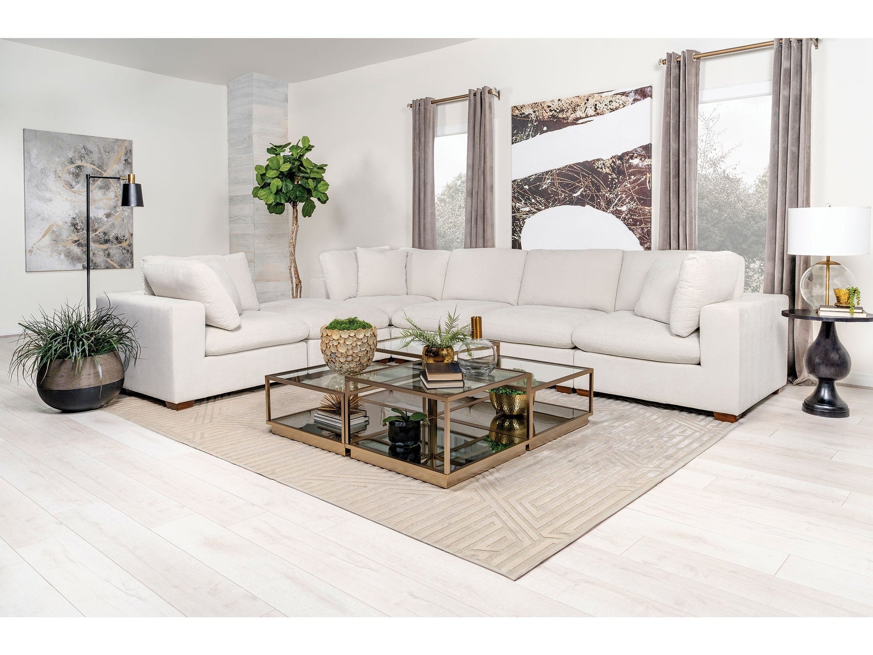 Lakeview Ivory 6-piece Modular Sectional Sofa - Ornate Home