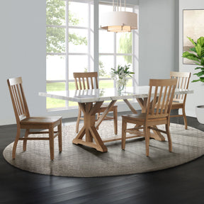Lakeview White/Natural/Grey 5-Piece Rectangular Dining Set - Ornate Home