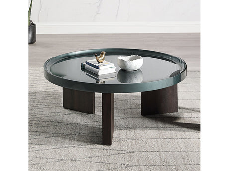 Lakita Blackish Green High Gloss/Smoked Oak Coffee Table - Ornate Home