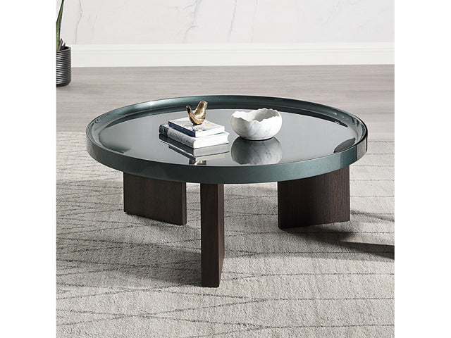 Lakita Blackish Green High Gloss/Smoked Oak Coffee Table - Ornate Home
