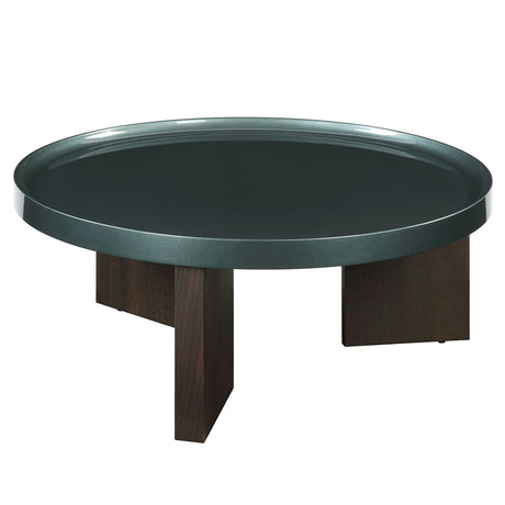 Lakita Blackish Green High Gloss/Smoked Oak Coffee Table - Ornate Home