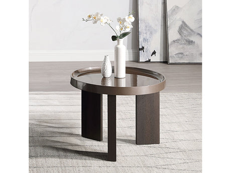 Lakita Dark Blond High Gloss/Smoked Oak End Table - Ornate Home