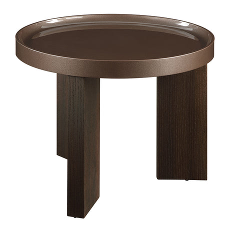 Lakita Dark Blond High Gloss/Smoked Oak End Table - Ornate Home