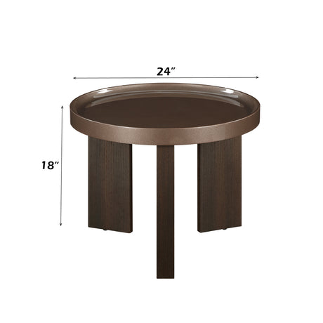 Lakita Dark Blond High Gloss/Smoked Oak End Table - Ornate Home