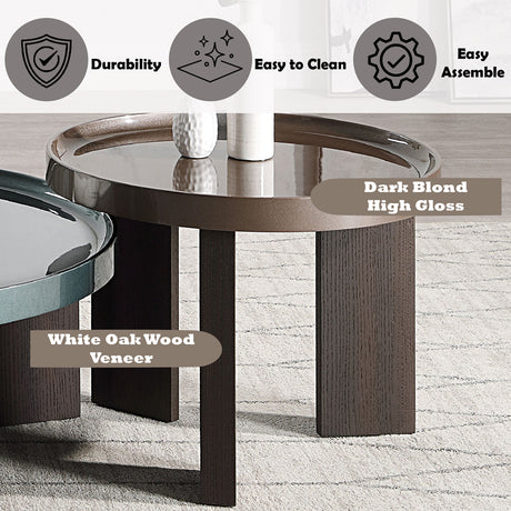 Lakita Dark Blond High Gloss/Smoked Oak End Table - Ornate Home