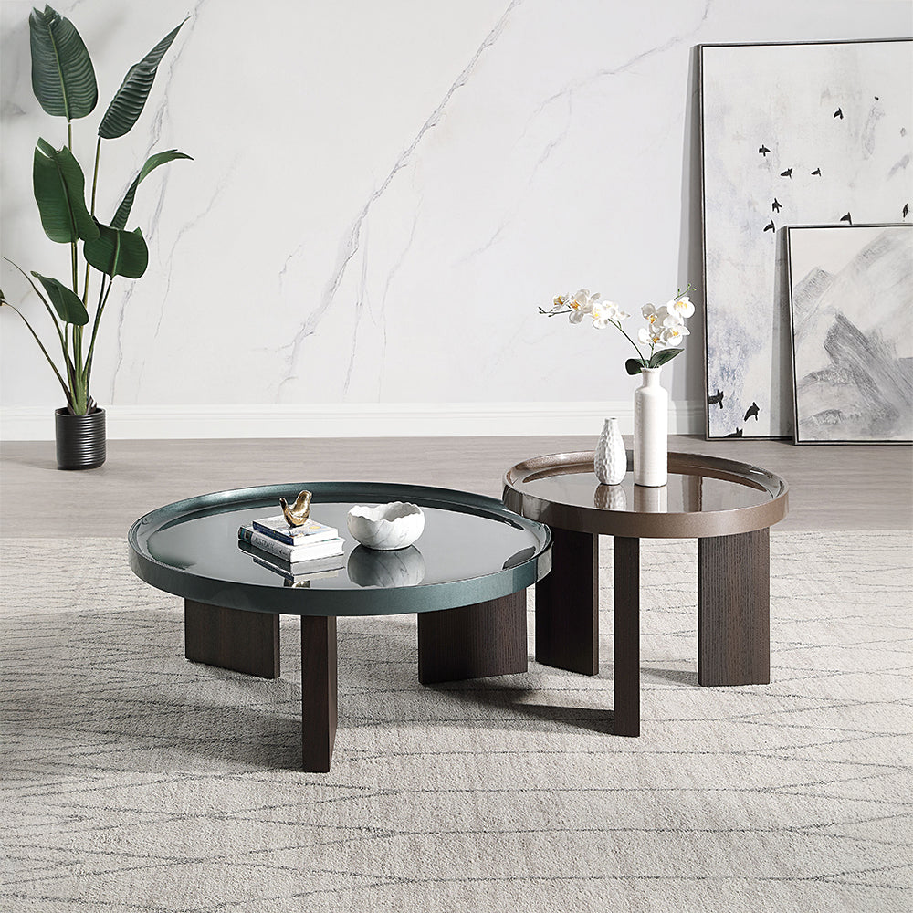 Lakita Dark Blond High Gloss/Smoked Oak End Table - Ornate Home