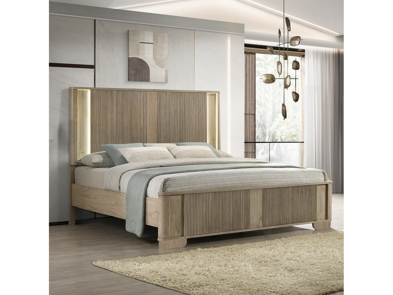 Lakkari Antique Oak Queen Bed - Ornate Home