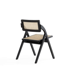 Lambinet Folding Dining Chair in Black and Natural Cane (set of 2) - Ornate Home