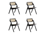 Lambinet Folding Dining Chair in Black and Natural Cane (set of 4) - Ornate Home