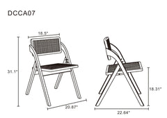 Lambinet Folding Dining Chair in Black and Natural Cane (set of 4) - Ornate Home