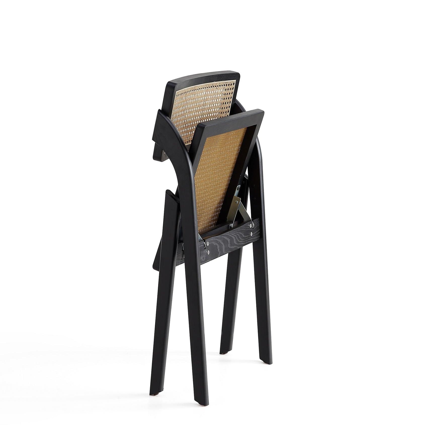 Lambinet Folding Dining Chair in Black and Natural Cane (set of 4) - Ornate Home