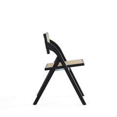 Lambinet Folding Dining Chair in Black and Natural Cane (set of 4) - Ornate Home
