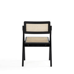 Lambinet Folding Dining Chair in Black and Natural Cane (set of 4) - Ornate Home