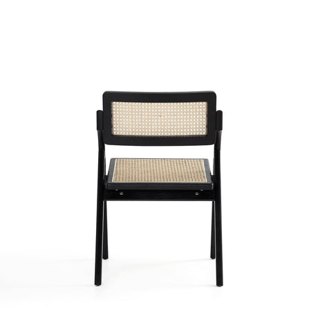 Lambinet Folding Dining Chair in Black and Natural Cane (set of 4) - Ornate Home